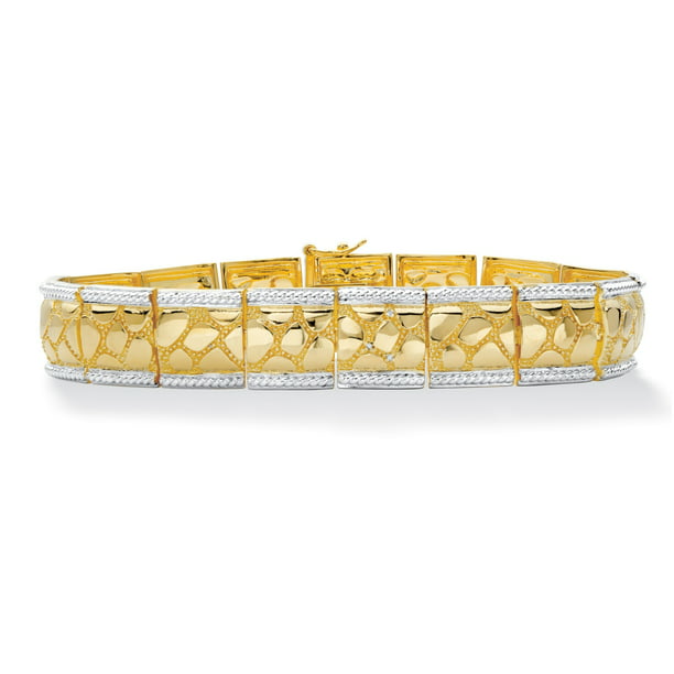 18K Gold Plated Simulated Diamond Luxury Double Band Rectangle Strip Bangle